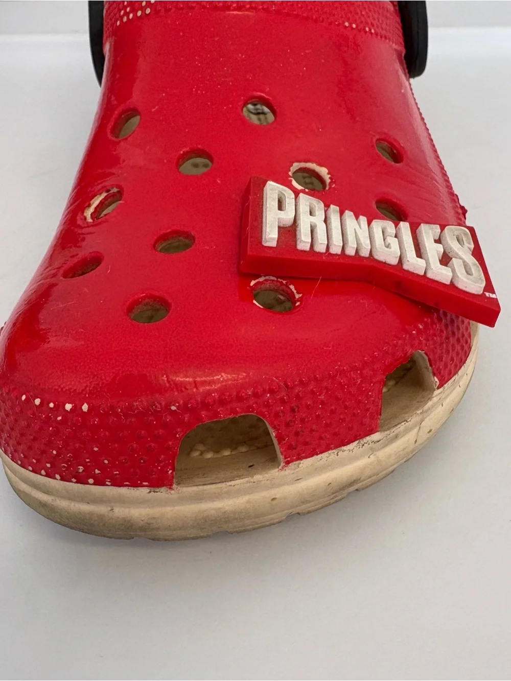 Crocs x pringles collaboration red and orange slip on shoes M7 W9